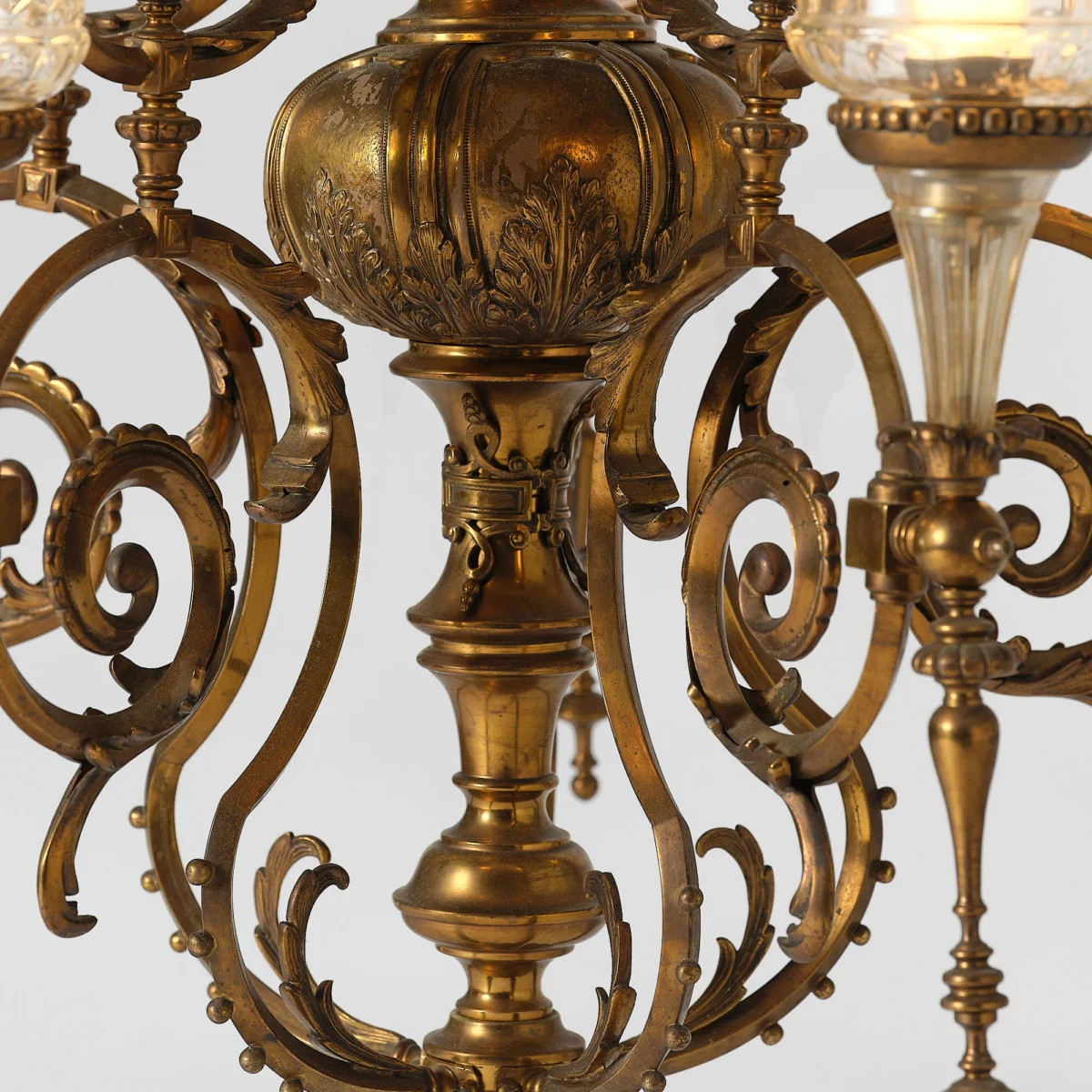 Brass and Glass chandelier - Image 2