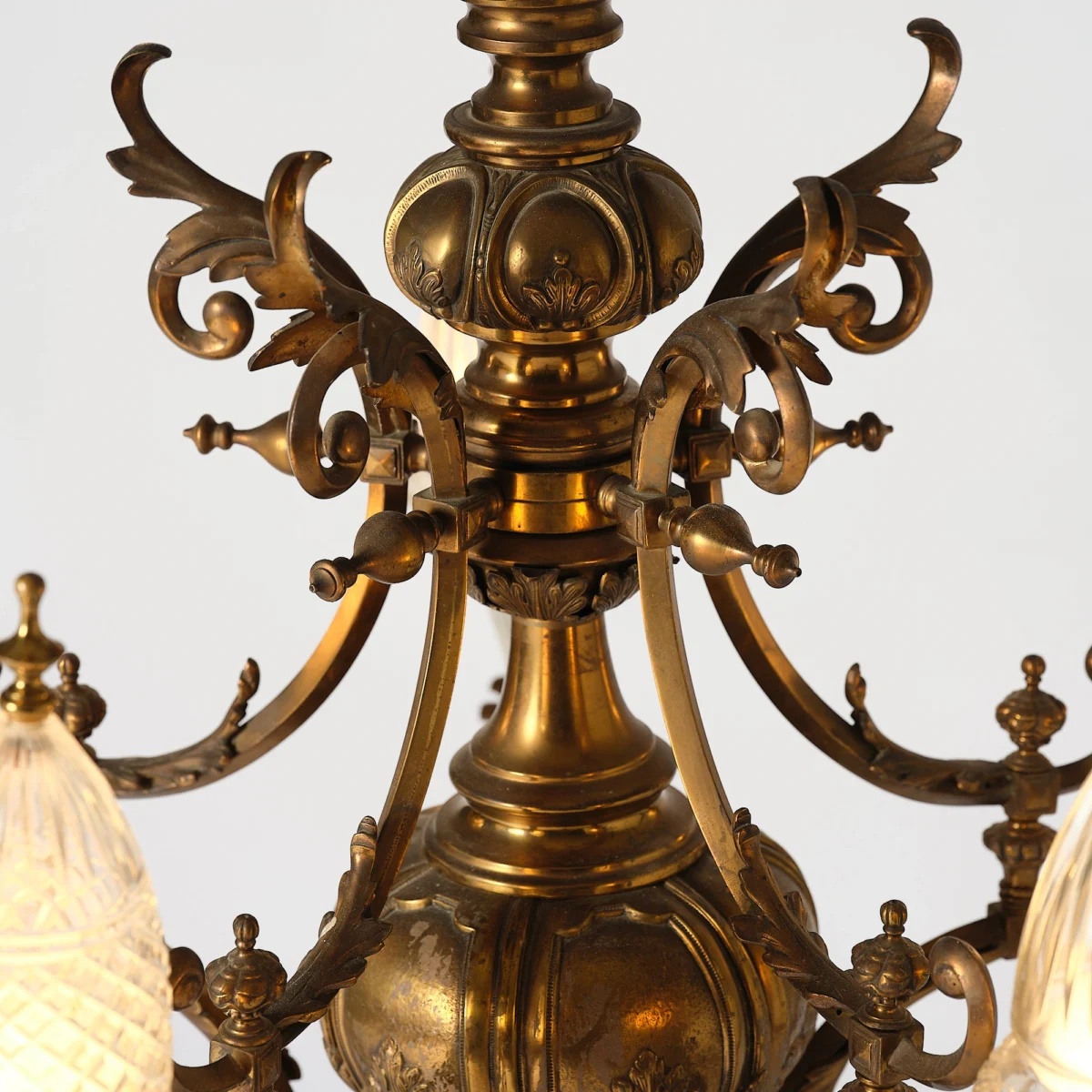 Brass and Glass chandelier - Image 3