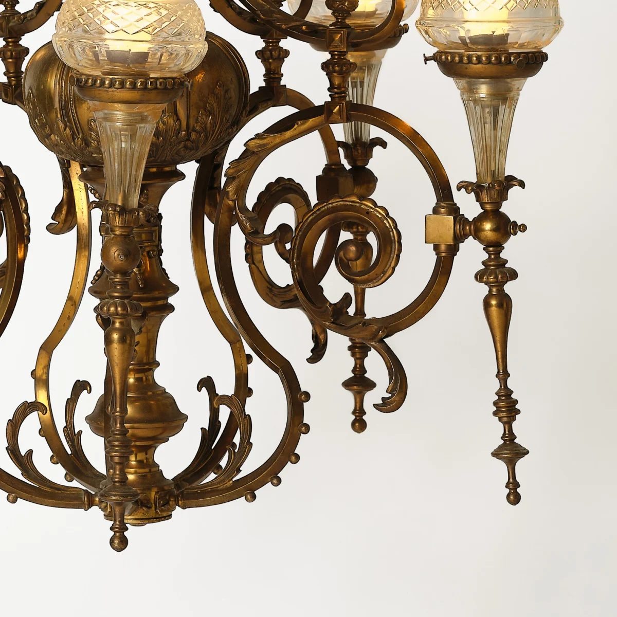 Brass and Glass chandelier - Image 4