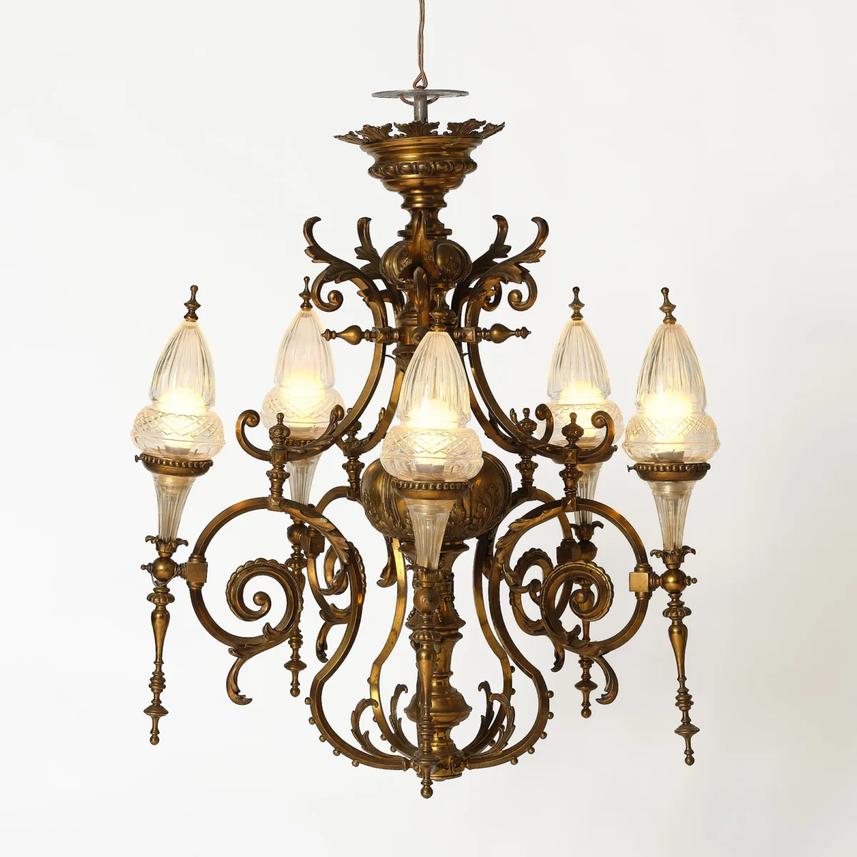 Brass and Glass chandelier