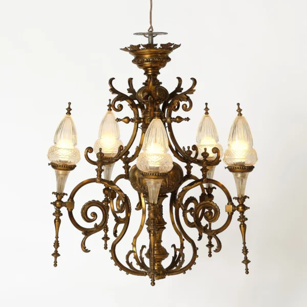Brass and Glass chandelier