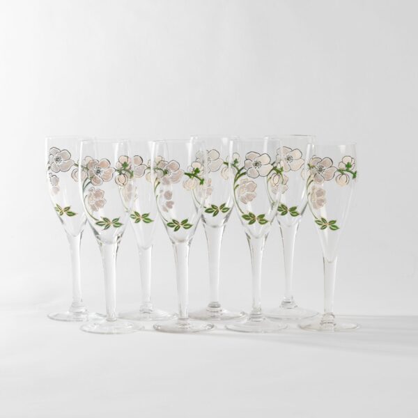 8 Hand-Painted Champagne Flutes