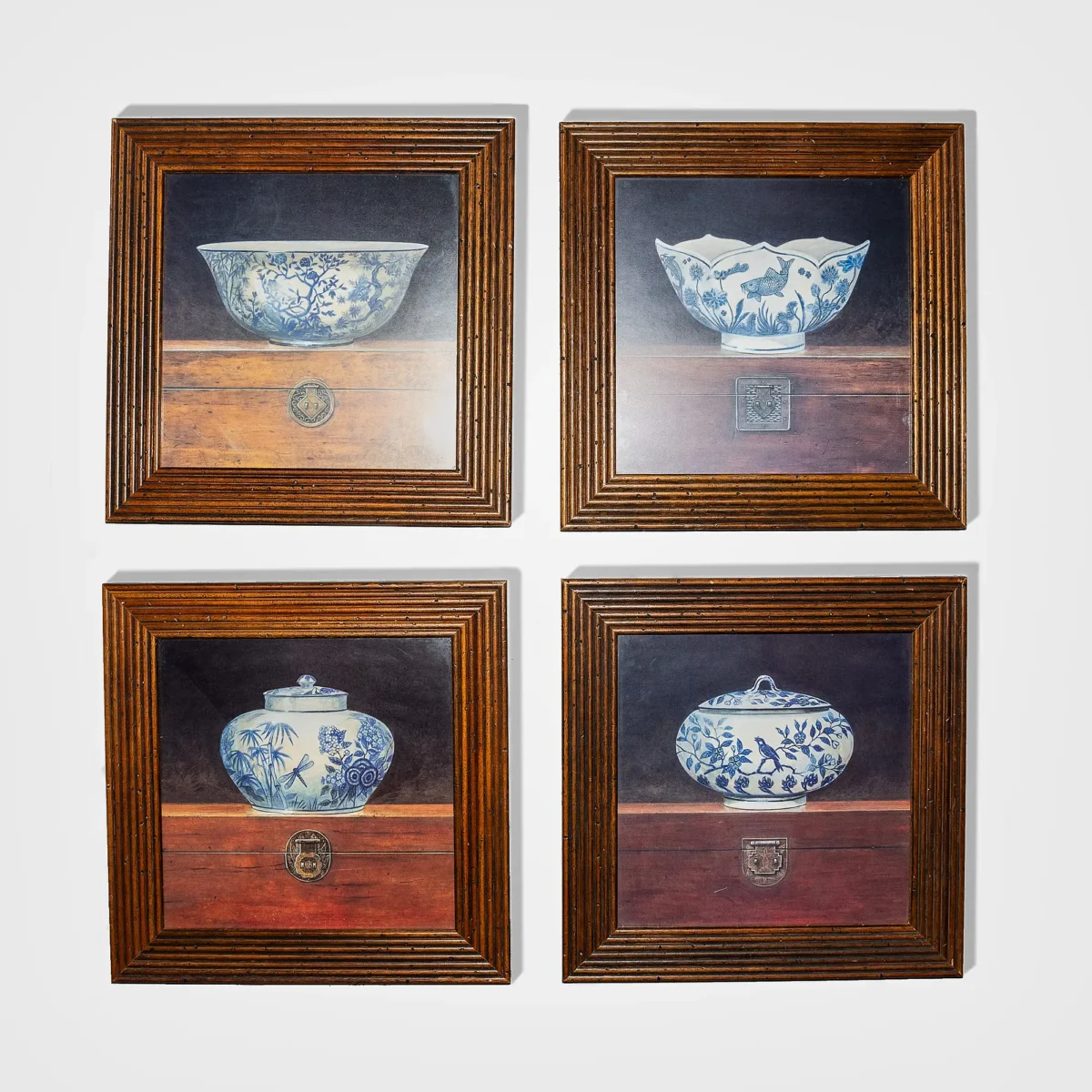 Rare Wood-Framed Chinese Pottery Prints