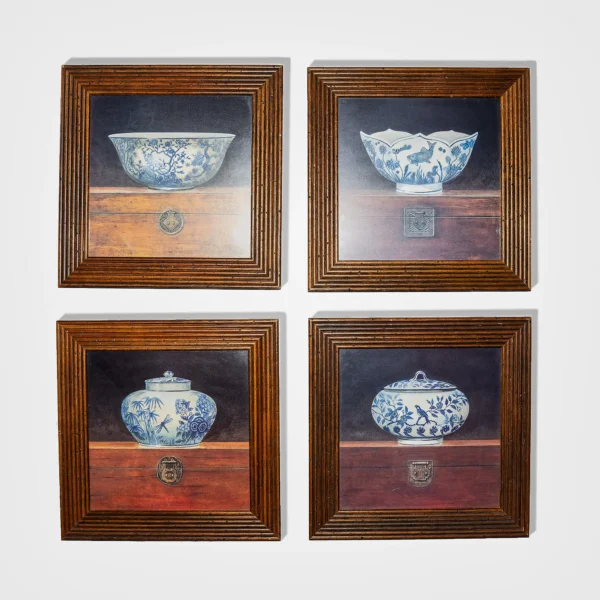 Rare Wood-Framed Chinese Pottery Prints
