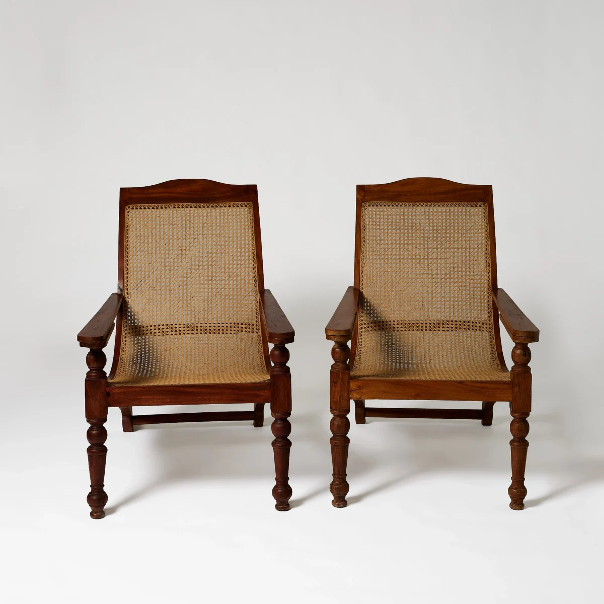Wood and Cane Indian Plantation Chairs