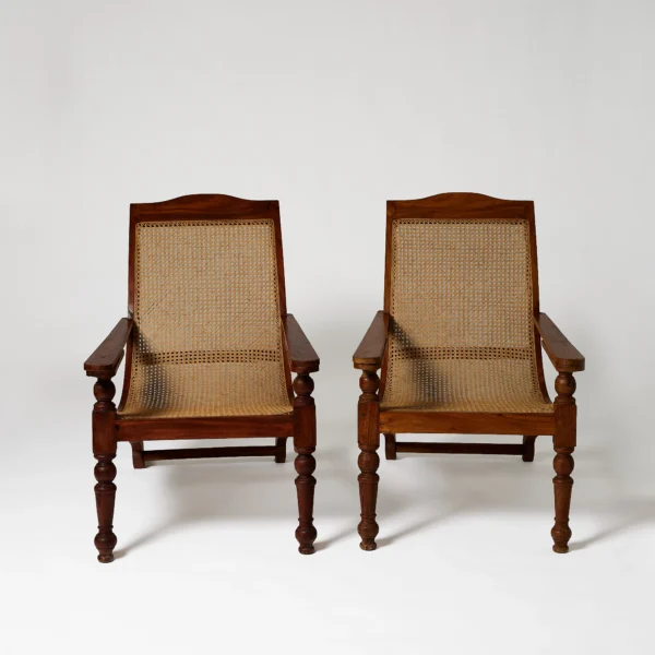 Wood and Cane Indian Plantation Chairs