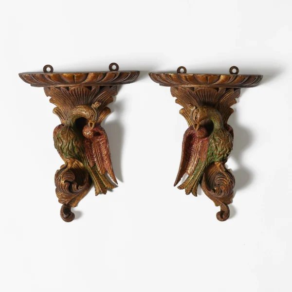 Wood and Polychrome Wall Sconces