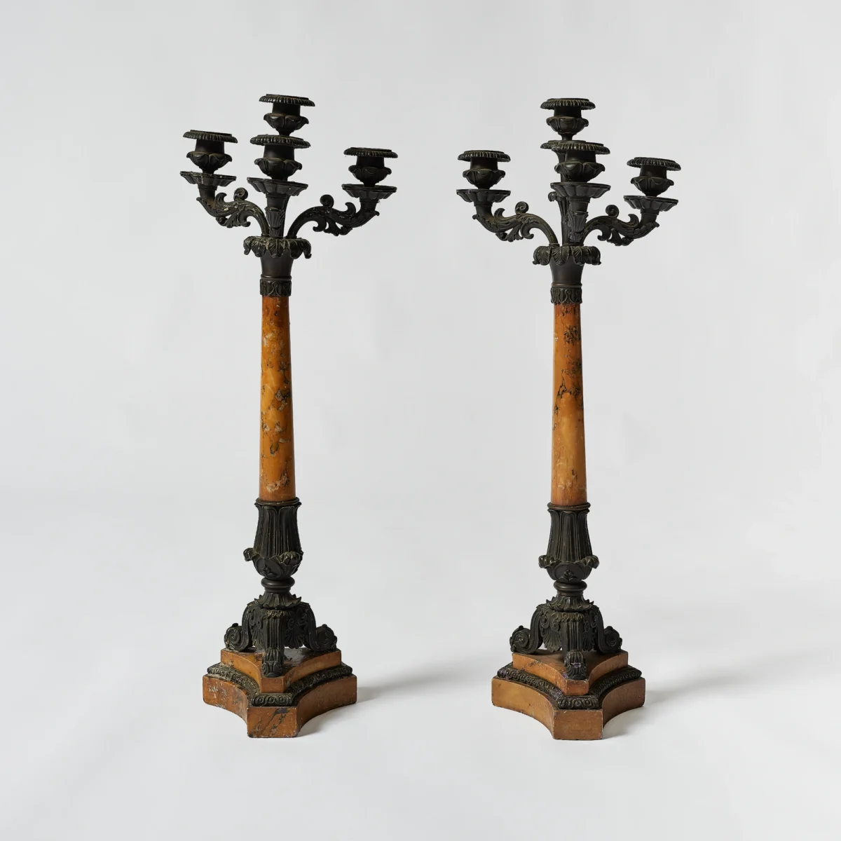 Restoration Period French Antique Candlesticks Candela