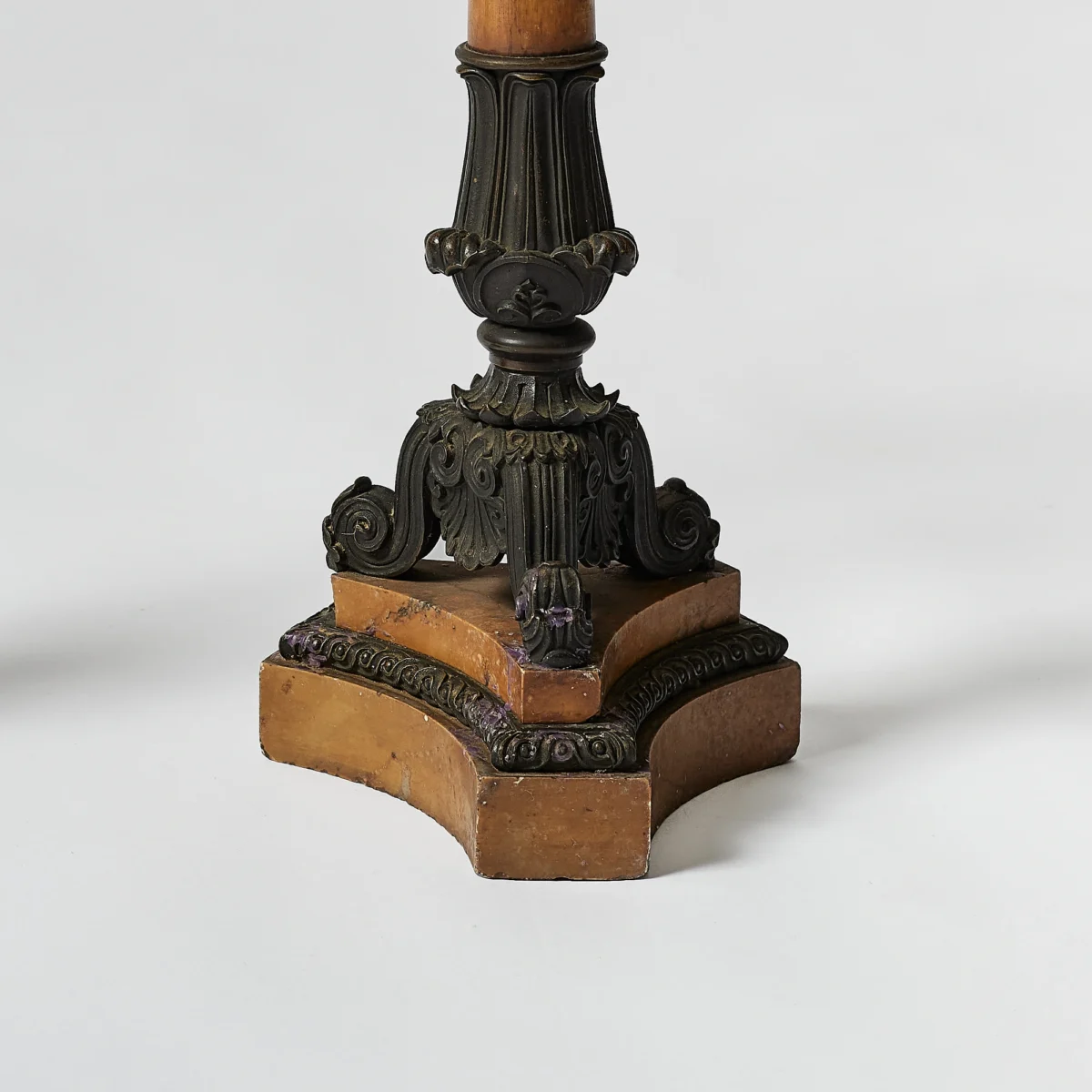 Restoration Period Bronze and Marble Tall Candlesticks - Image 3