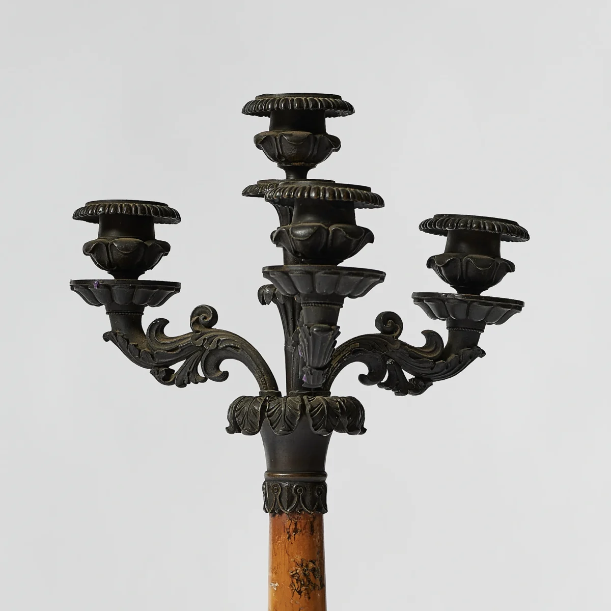 Restoration Period Bronze and Marble Tall Candlesticks - Image 4
